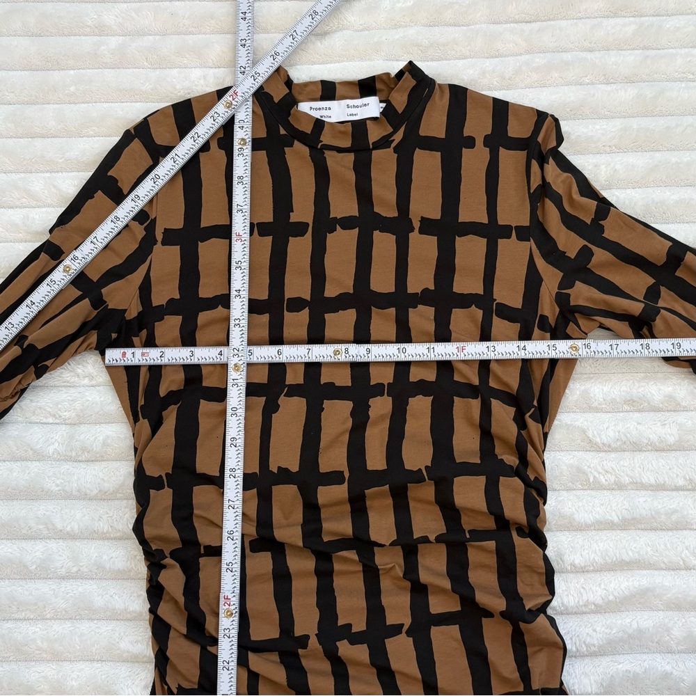 PROENZA SCHOULER White Label Grid Print Ruched Midi Dress Small - Picture 11 of 11
